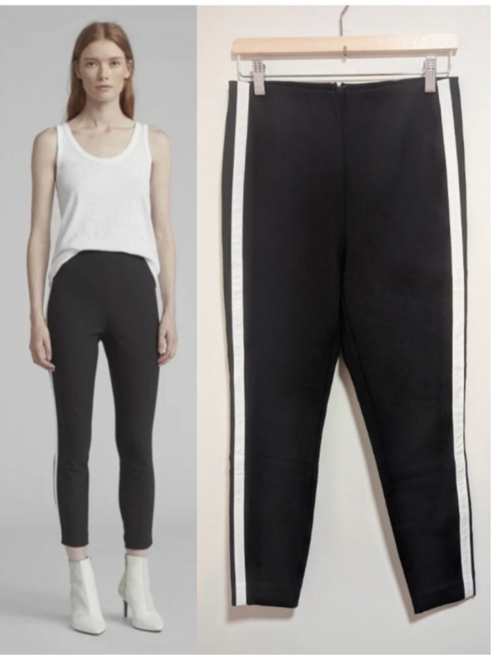 Rag & Bone | Simone Ankle Pant With White Side Stripes In Black